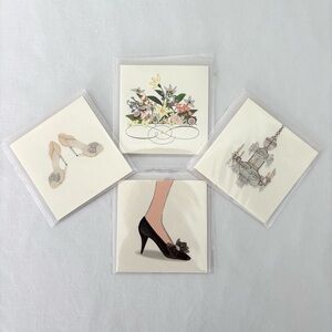 Karen Adams Set of Four Gift Enclosure Cards NWT Blank 3” x 3” Glitter Envelopes